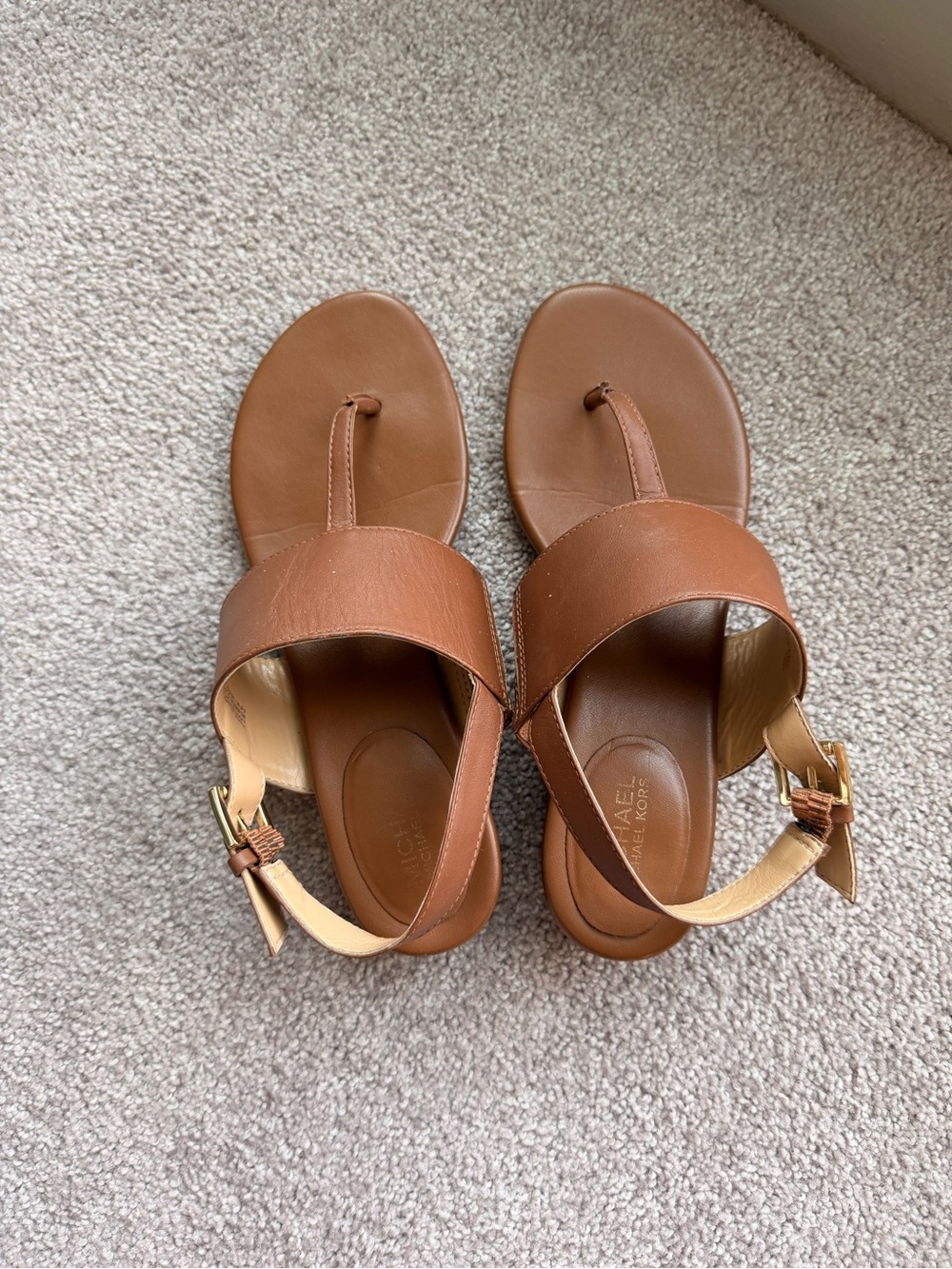 Michael Kors Tan Leather Slingback Thong Sandals - Picture 6 of 6